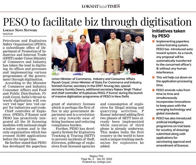 Lokmat times article on PESO facilitates business through digitization