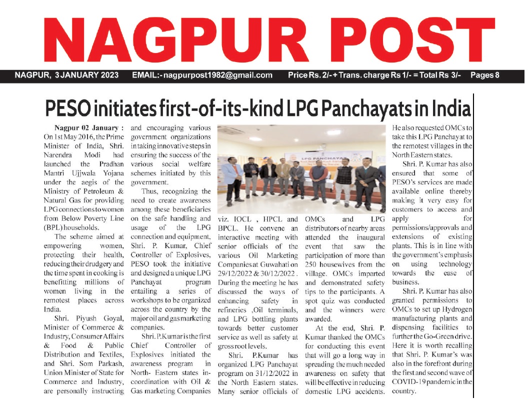 Nagpur Post article on PESO's LPG Panchayat initiative